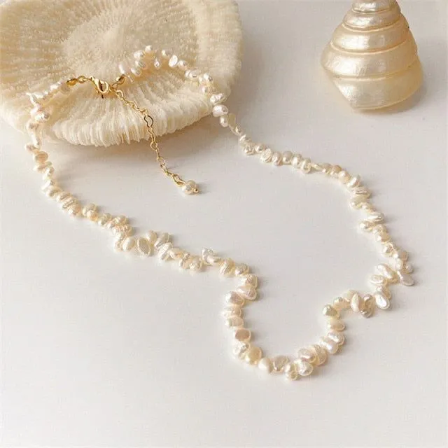 Natural Baroque Freshwater Pearl Heart-shaped Bracelet Necklaces Charm Jewelry Set YS1255