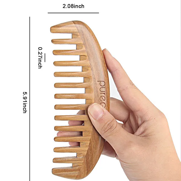 Natural Green Sandalwood Wooden Wide Tooth Hair Comb