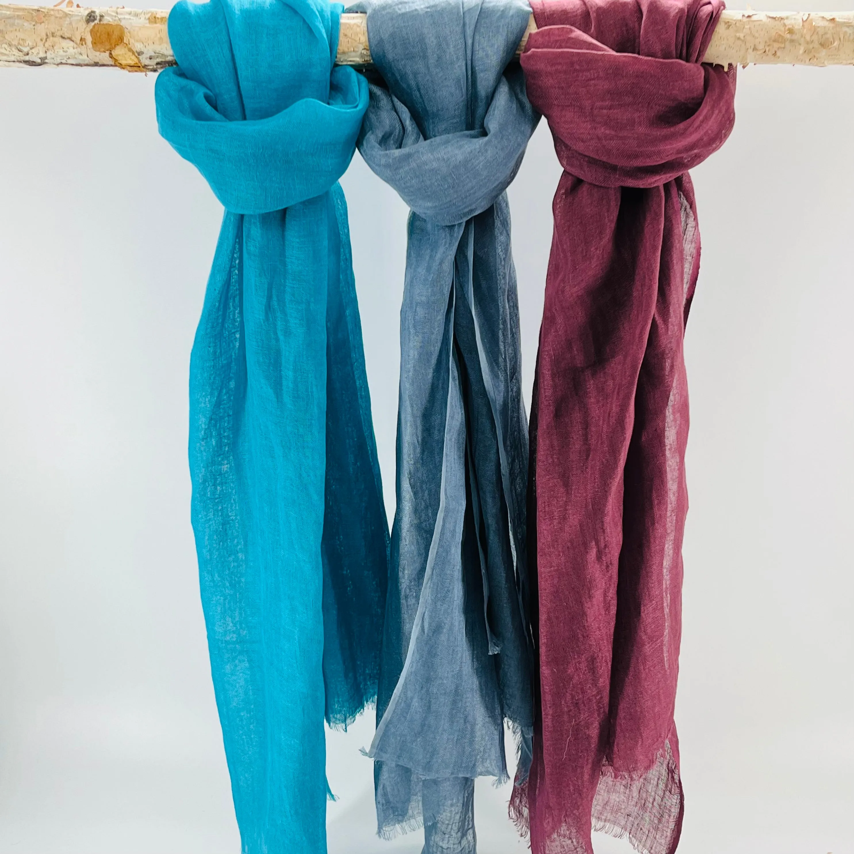 Natural Hand Dyed Linen Scarf : Florentine