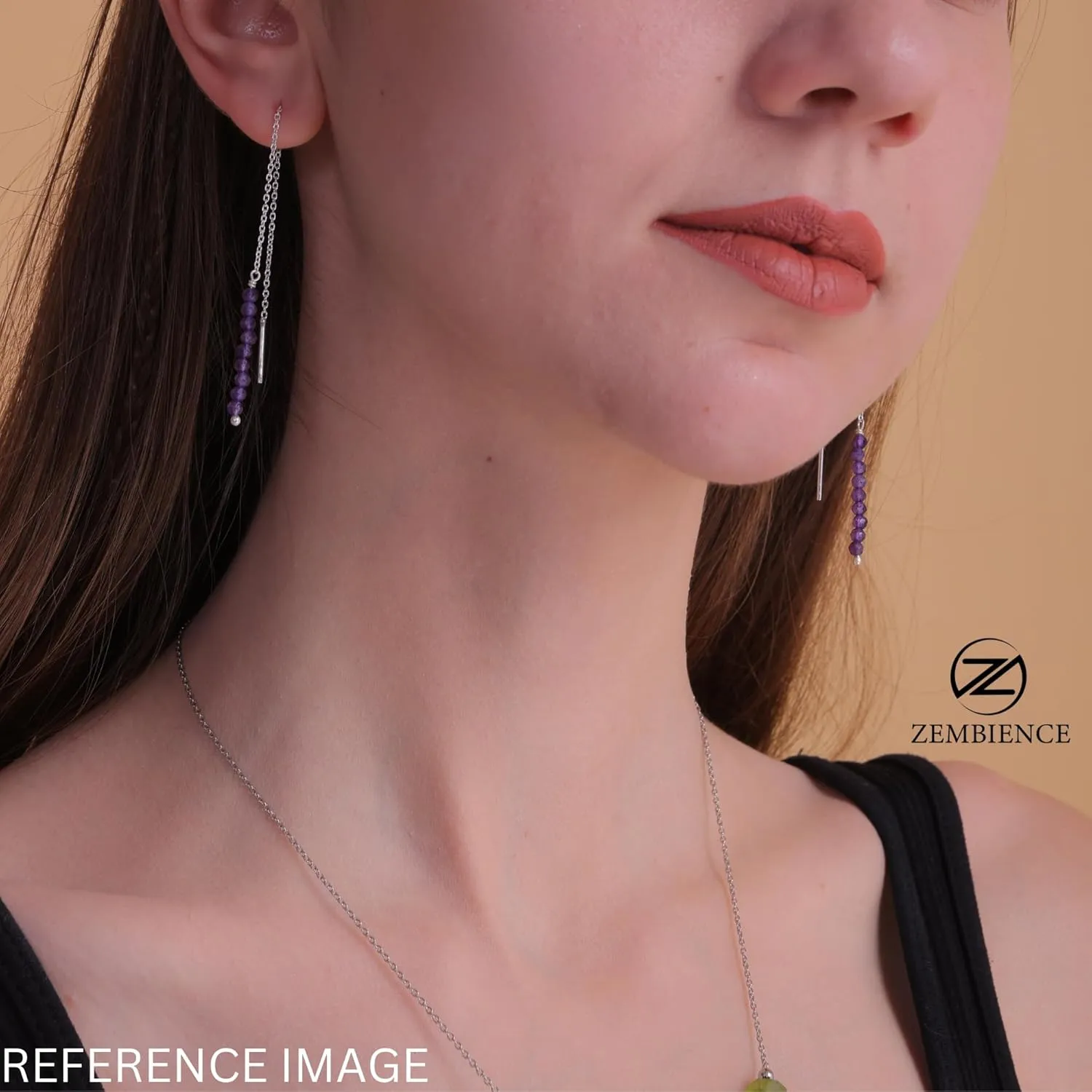 Natural Pink Tourmailne Stone Dainty Threader Earrings, Tourmaline Gemstones, Minimalist Jewelry, Dangling Earrings, Silver Plated, October Birthstones, Earrings for Women & Girls