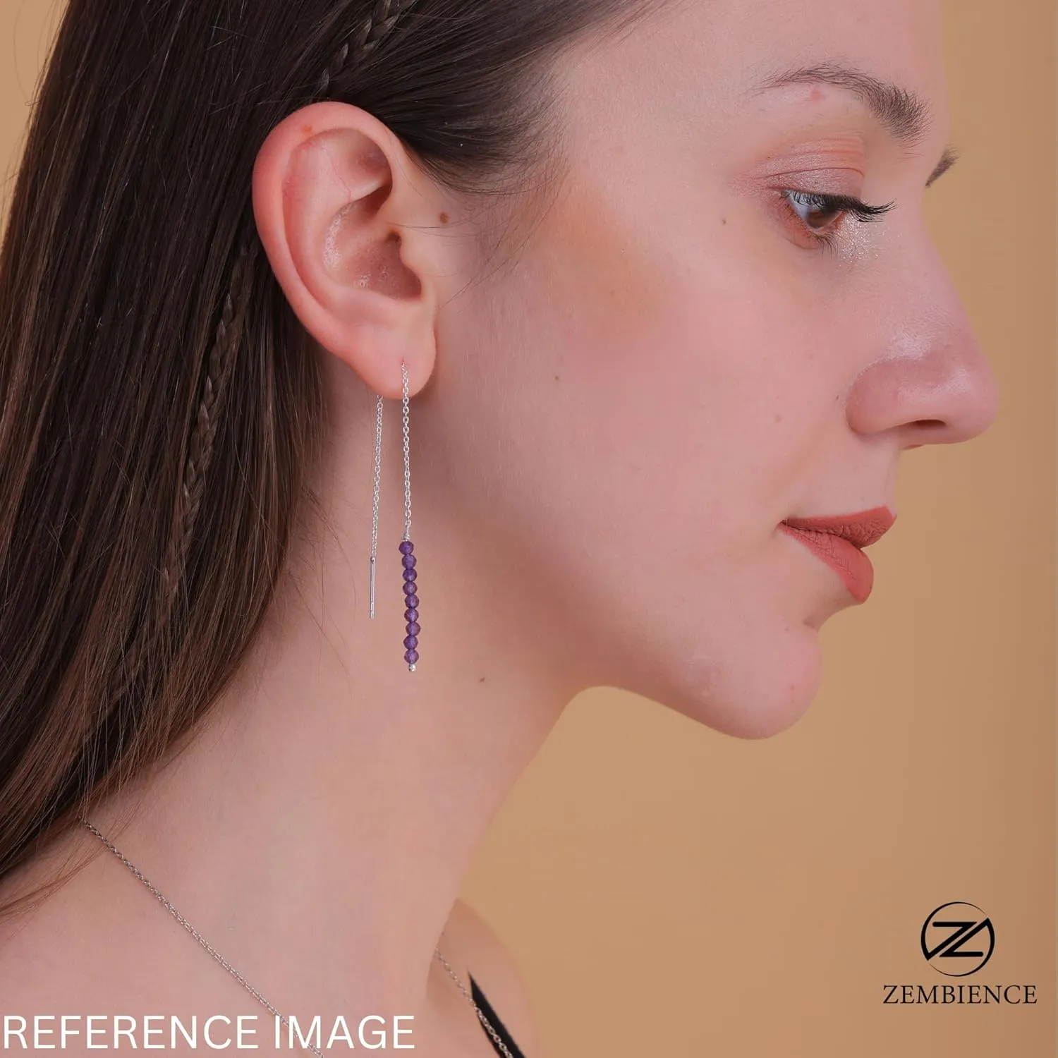 Natural Pink Tourmailne Stone Dainty Threader Earrings, Tourmaline Gemstones, Minimalist Jewelry, Dangling Earrings, Silver Plated, October Birthstones, Earrings for Women & Girls