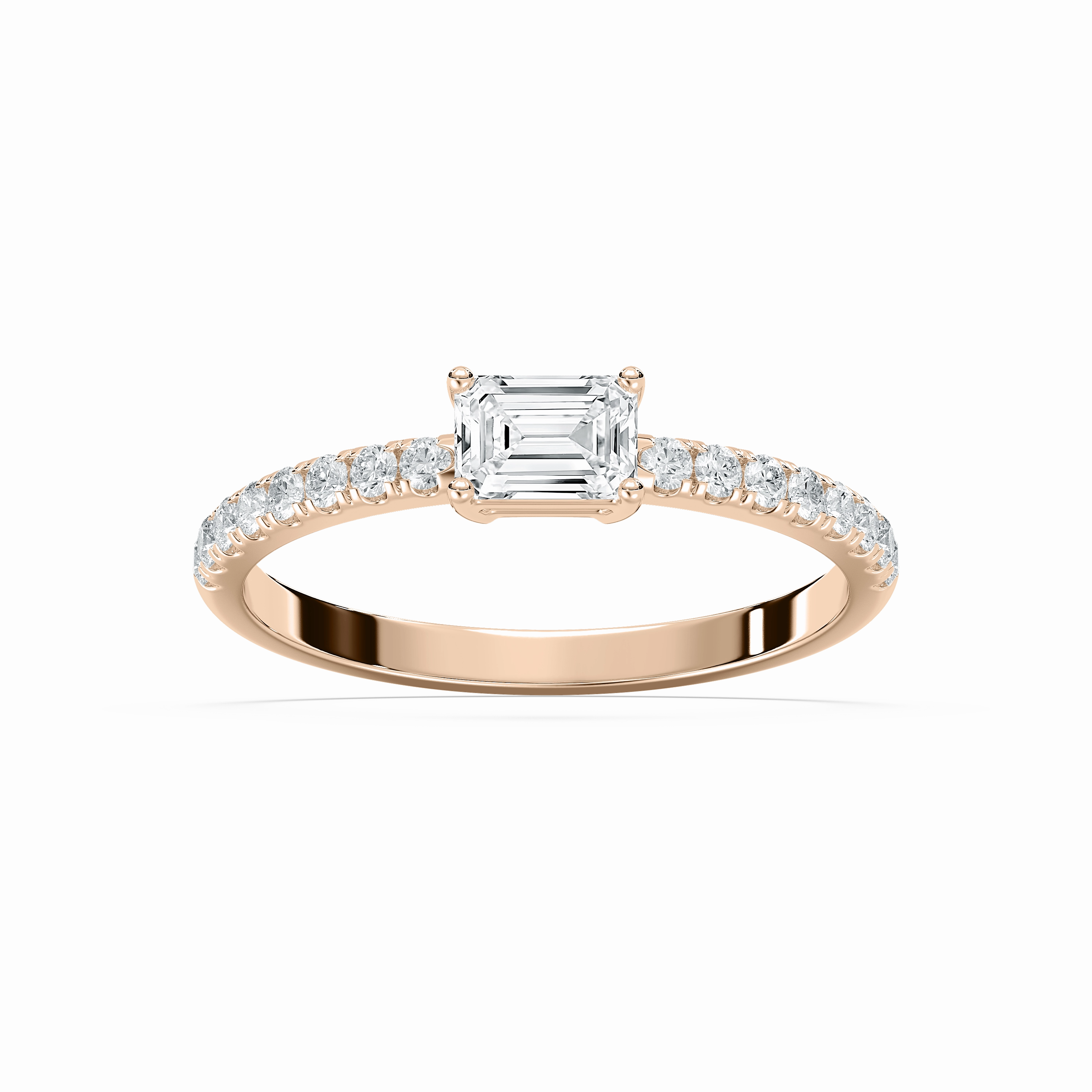 Emrys 3/5 ctw Emerald Lab Grown Diamond Petite East West Side Stone Engagement Ring Sturdy Statement