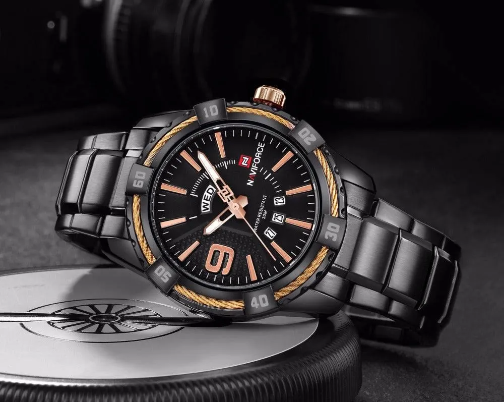 Naviforce Quartz Luxury Steel Watch For Men 9117