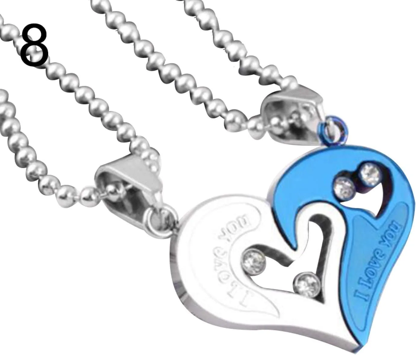Necklace Chain for Women Girls, 2Pcs/Set I Love You Rhinestone Inlaid Matching Heart Pendant Couple Necklace Pendant Necklace for Valentine's Day Gift Birthday Present