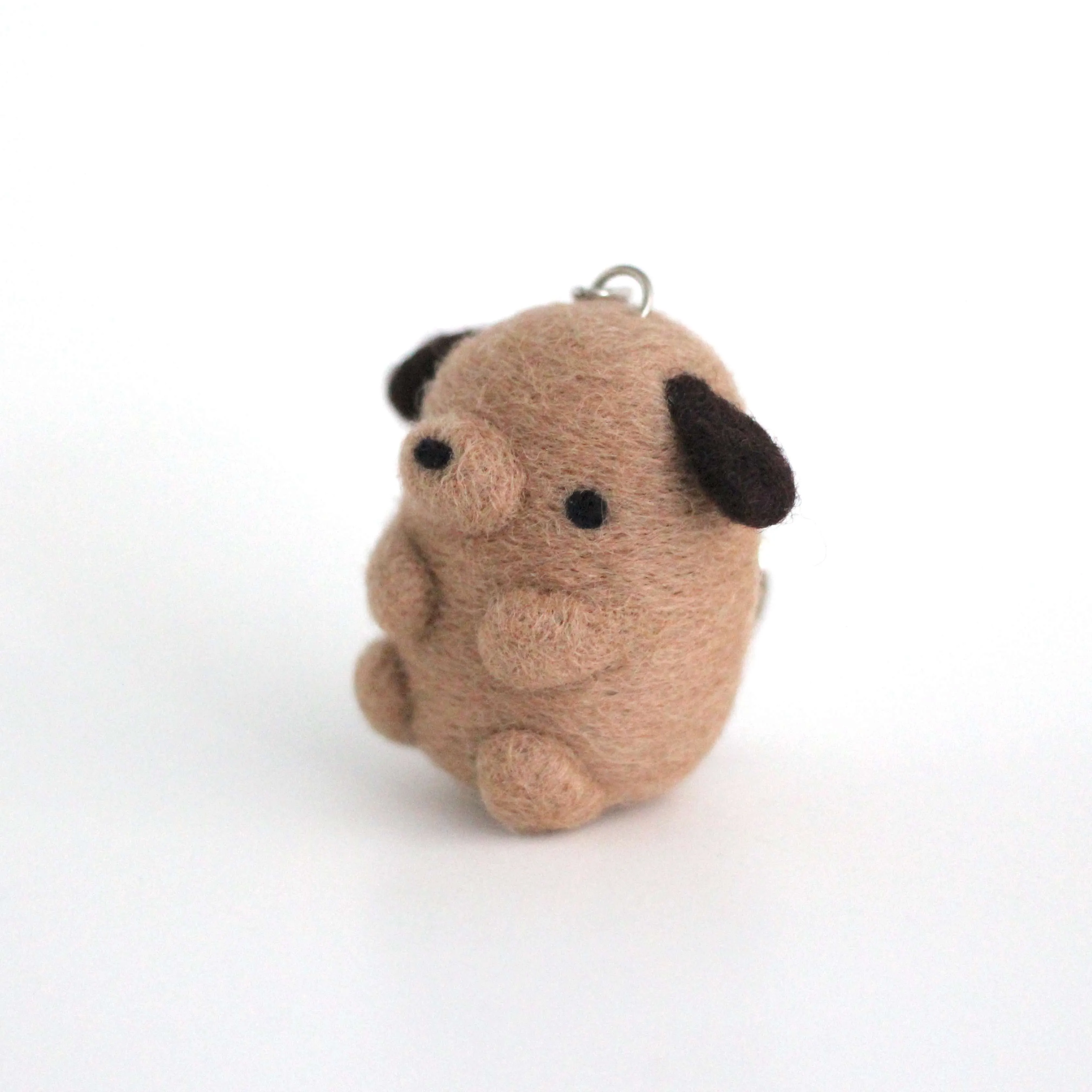 Needle Felted Puppy Keychain