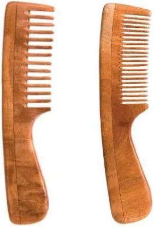Neem Wood Comb - 1 Fine Tooth & 1 Wide Tooth