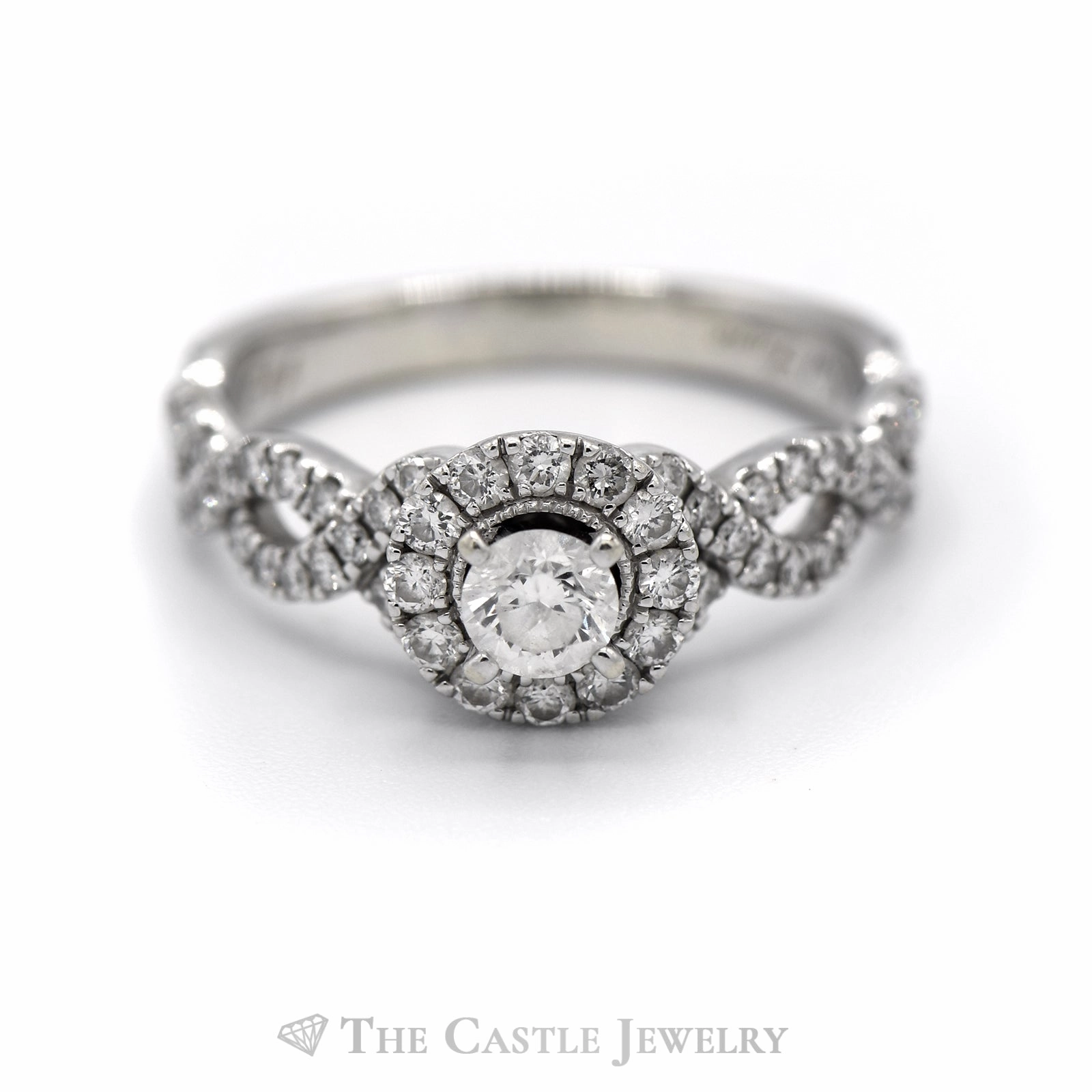 Neil Lane 1cttw Diamond Engagement Ring with Diamond Halo & Accents in 14k White Gold Homecoming Wear Gentle Texture