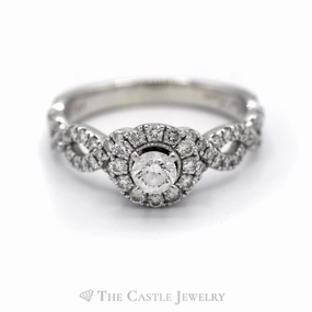 Neil Lane 1cttw Diamond Engagement Ring with Diamond Halo & Accents in 14k White Gold Homecoming Wear Gentle Texture