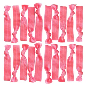Neon Pink Ribbon Hair Ties - 20 Pack