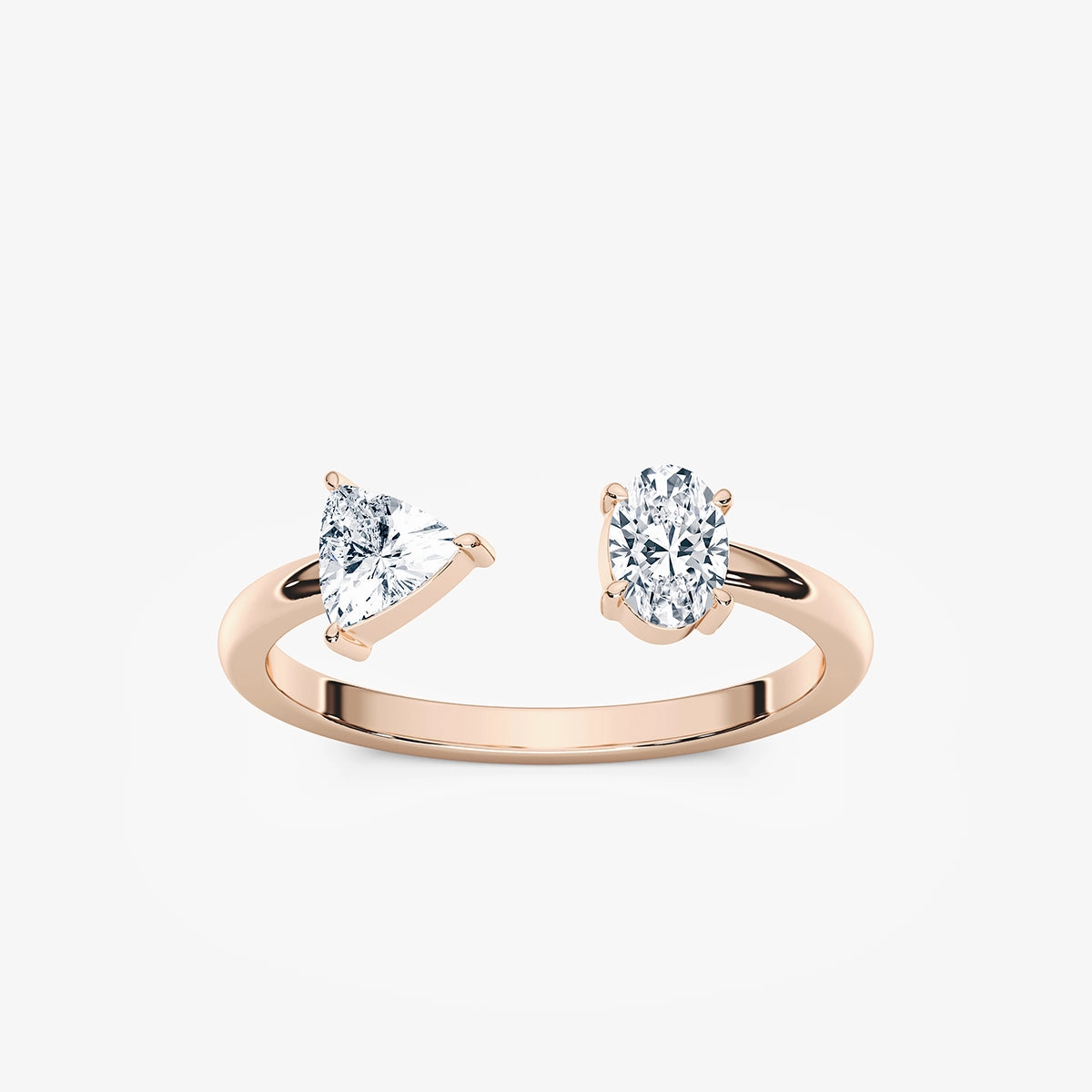 Timeless Adornment 1/2 ctw Oval and Trillion Lab Grown Diamond Open Two Stone Ring