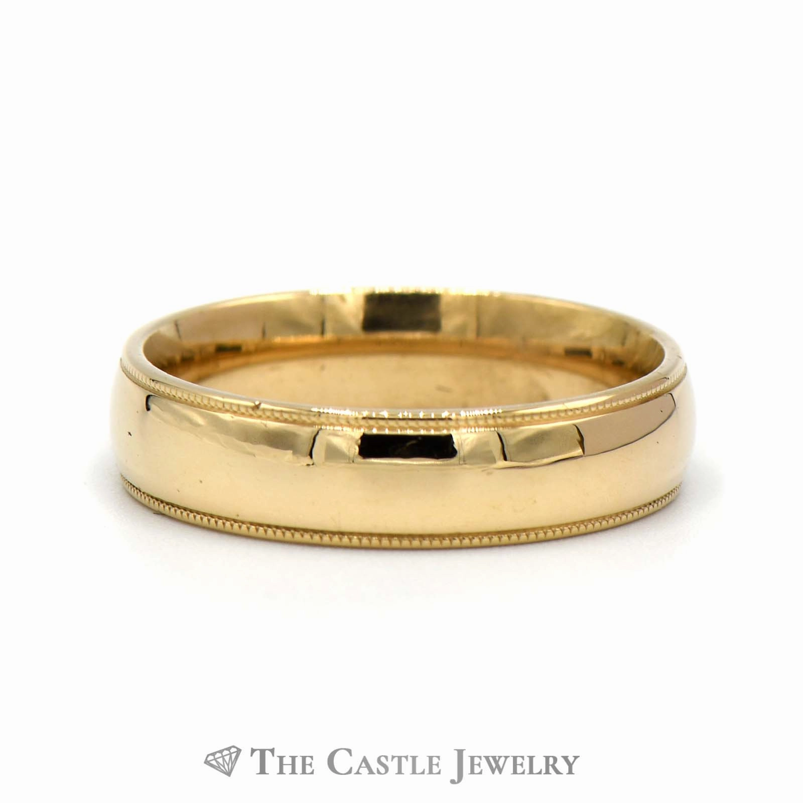 Heritage Piece 14k Yellow Gold 5.5mm Polished Wedding Band with Milgrain Edge Size 10.25