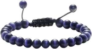 New 2025 Unisex 6Mm Cat'S Eye Opal Beaded Bracelet Natural Stone Bracelets&Bangles For Men And Women Elastic Adjustable Jewelry Findings Fashion Trendy Accessories Creative Gift For Women And Men