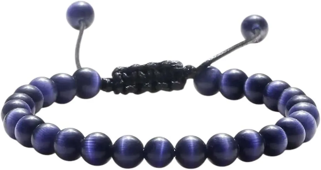 New 2025 Unisex 6Mm Cat'S Eye Opal Beaded Bracelet Natural Stone Bracelets&Bangles For Men And Women Elastic Adjustable Jewelry Findings Fashion Trendy Accessories Creative Gift For Women And Men