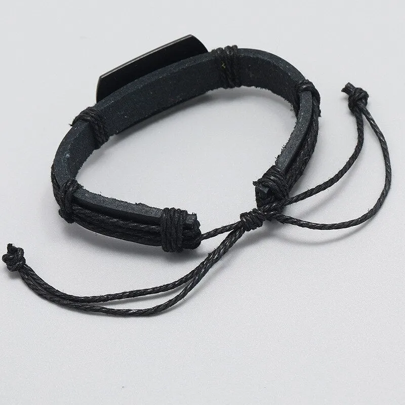 new fashion punk style men leather bracelet black wolf head bracelet