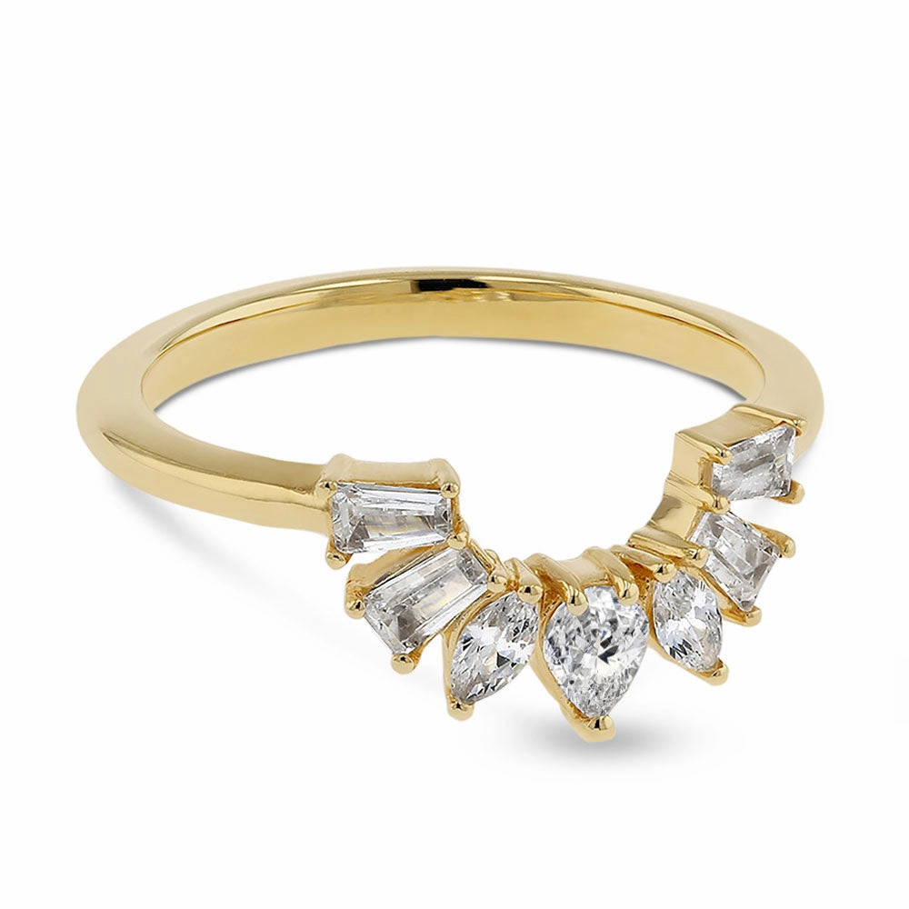 Cassidy 1/2 ctw Pear, Marquise and Baguette Lab Grown Diamond Fan Curved Band Refined Touch Bright Shine