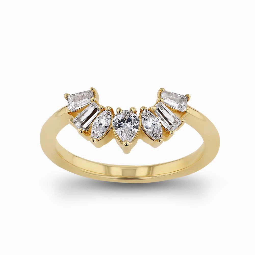 Cassidy 1/2 ctw Pear, Marquise and Baguette Lab Grown Diamond Fan Curved Band Universal Gift Fashion Pick