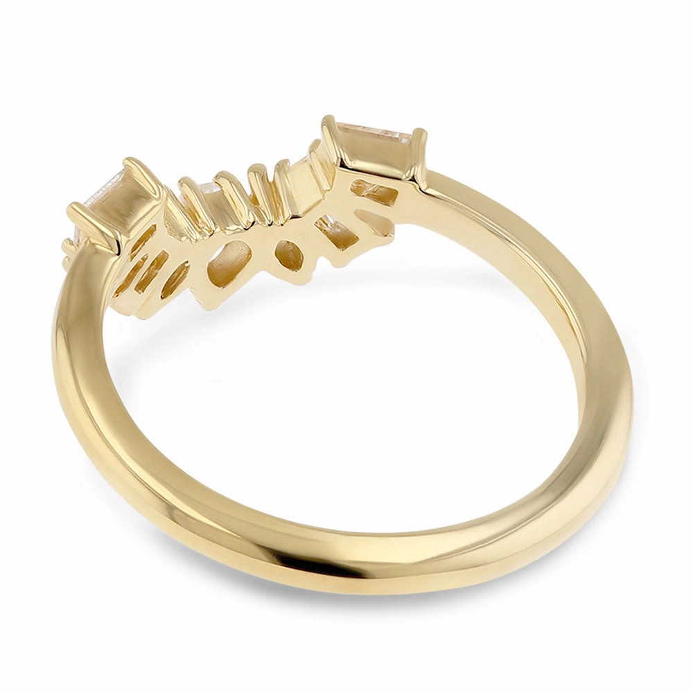 Cassidy 1/2 ctw Pear, Marquise and Baguette Lab Grown Diamond Fan Curved Band Bold Present Minimal Texture