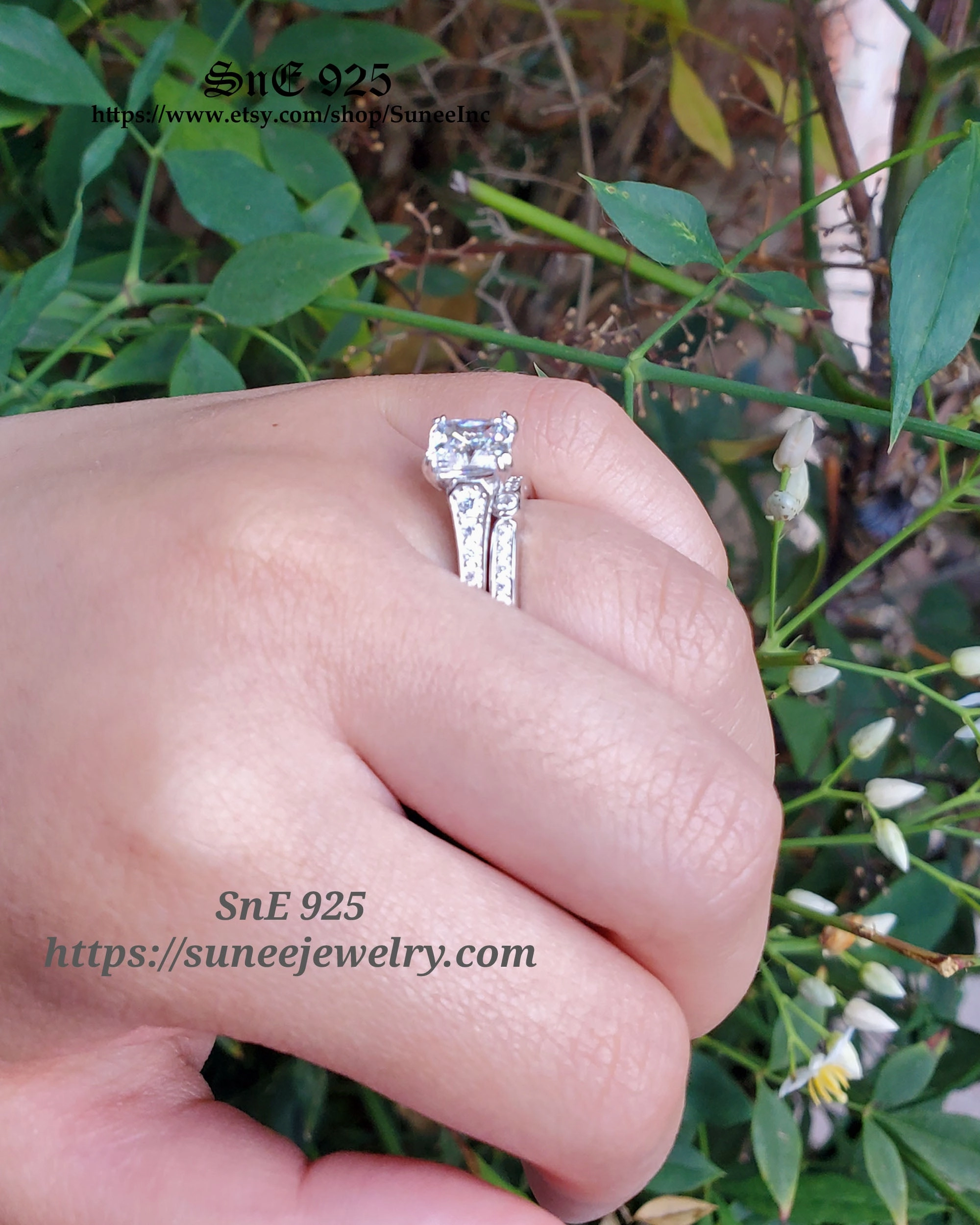 2.14ct Princess Cut Bridal Wedding Engagement Ring Diamond Simulated 925 Sterling Silver Anniversary Ring SKU:00219 Meaningful Product