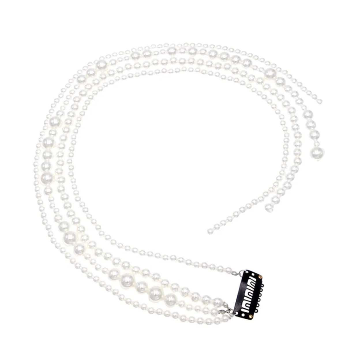 NOLITOY Pearl Bead Bow Barrette Hair Clip Pearls Hair Chains for Prom Party Ponytail Decor
