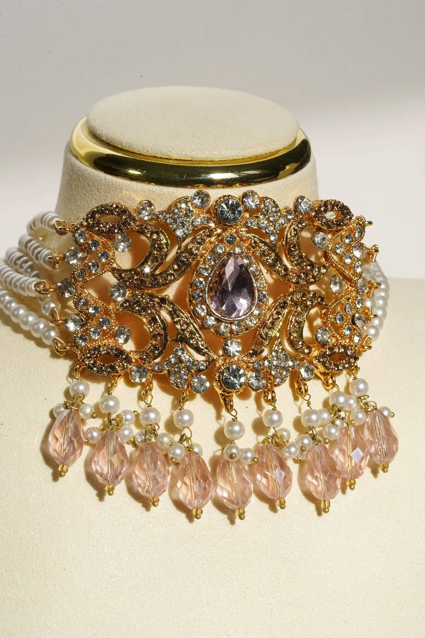 Noreen - Artisan Crafted Choker Necklace Set With Earrings & Tikka