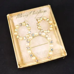 NOS Vintage Pearl Aurora Horseshoe Set