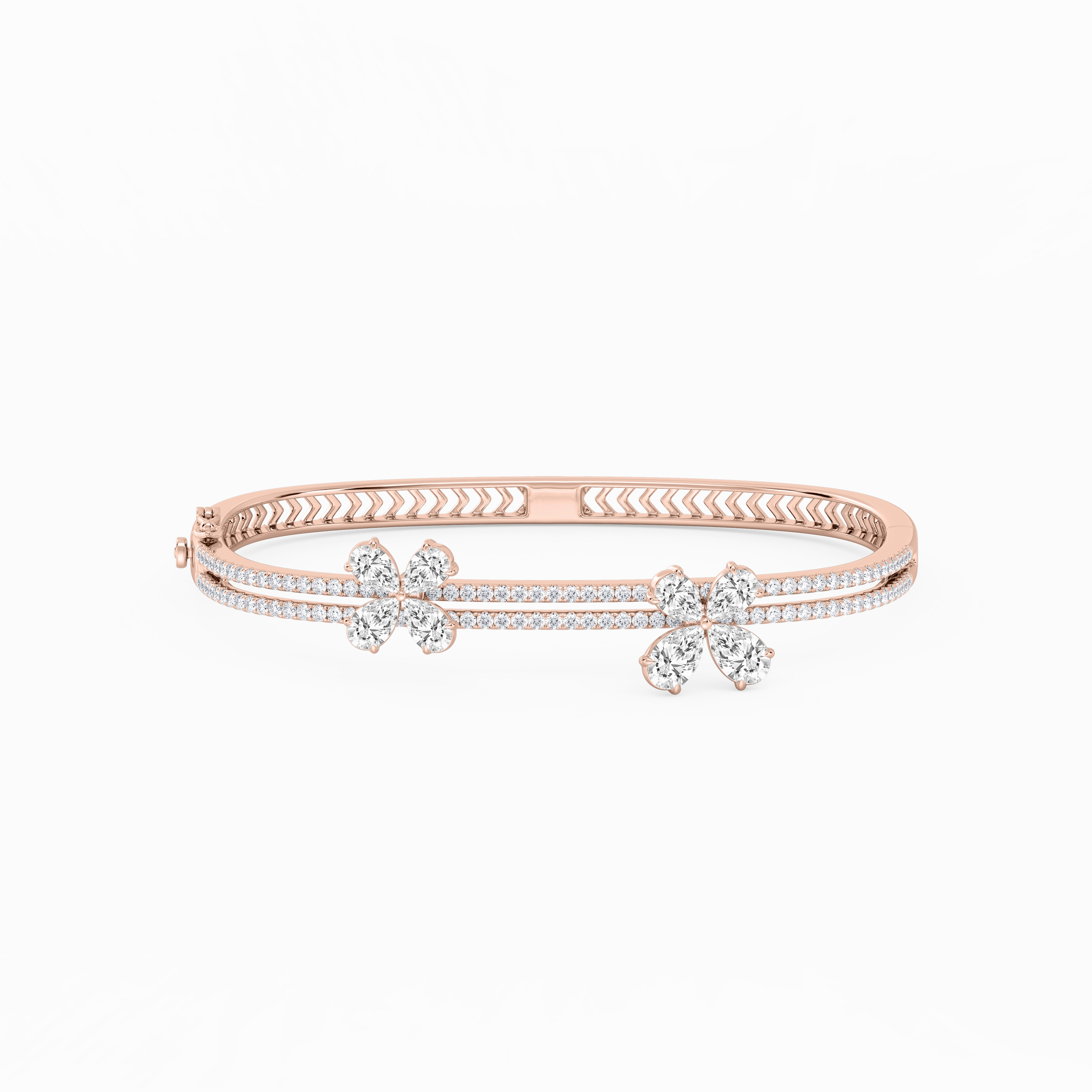 4 ctw Pear and Round Lab Grown Diamond Floating Flower Bangle Bracelet  - 7.25 Inches Angelic Composites Best Case
