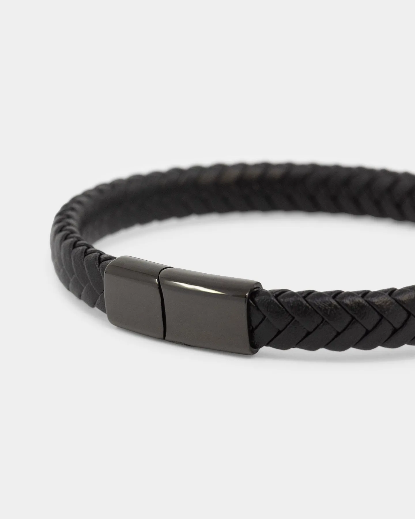 NXS Solo Leather Bracelet Stainless Steel