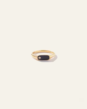 Oblong Bezel Diamond Signet Ring