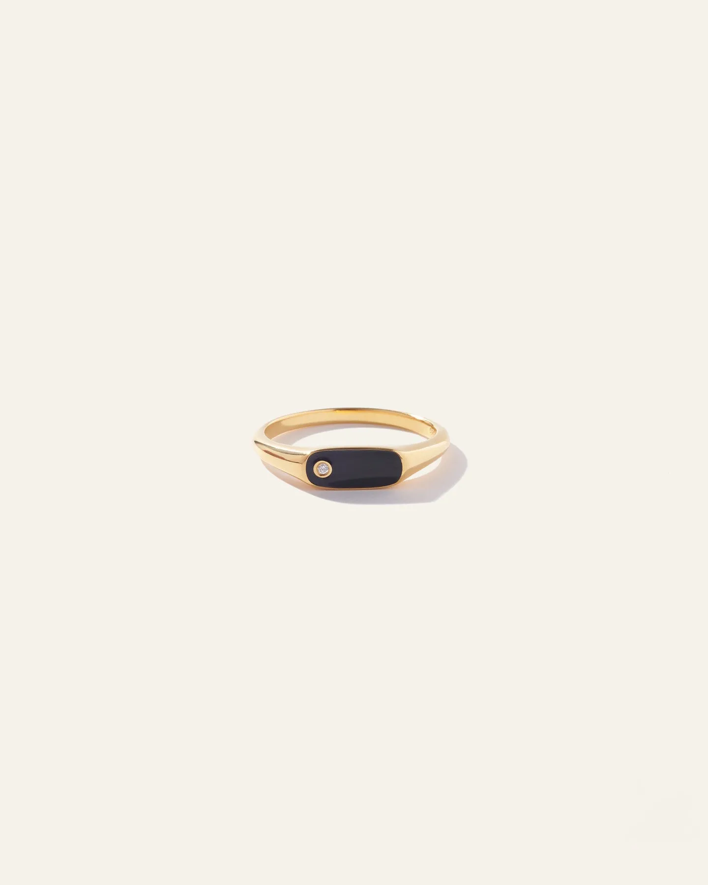 Oblong Bezel Diamond Signet Ring