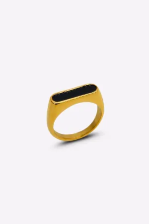 Oblong Gold with Black Enamel Ring