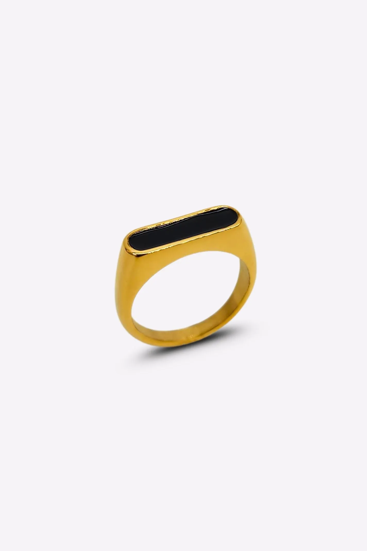 Oblong Gold with Black Enamel Ring
