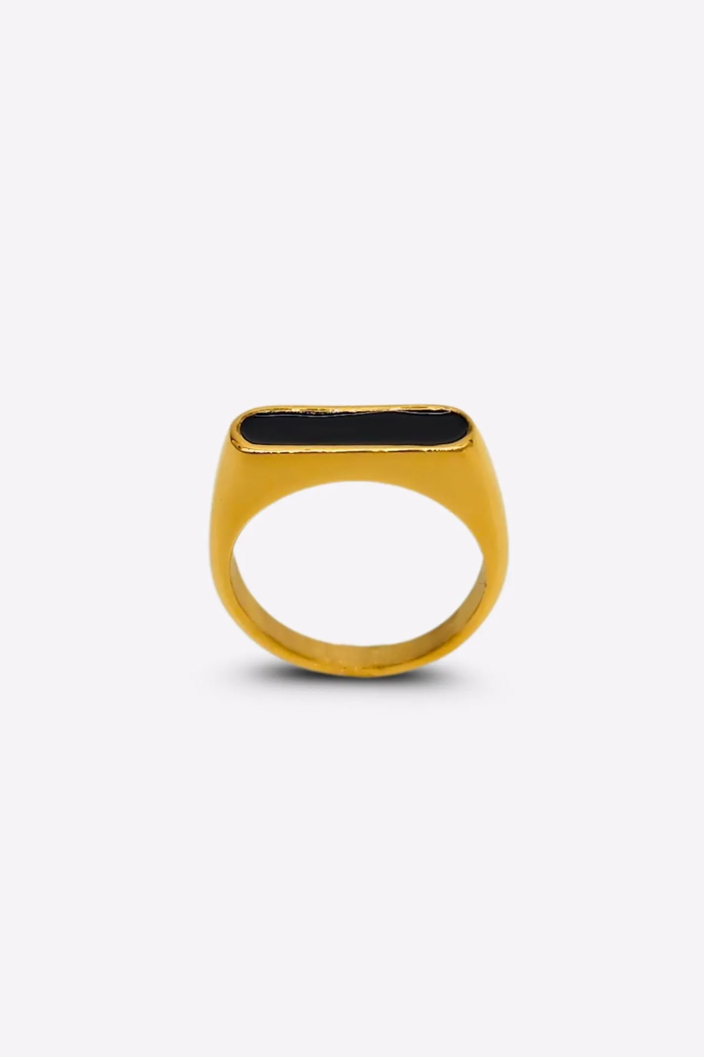 Oblong Gold with Black Enamel Ring