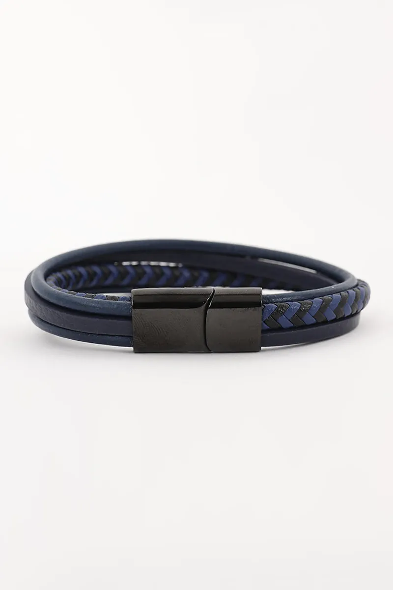 Obsidian Blue Braided Bracelet