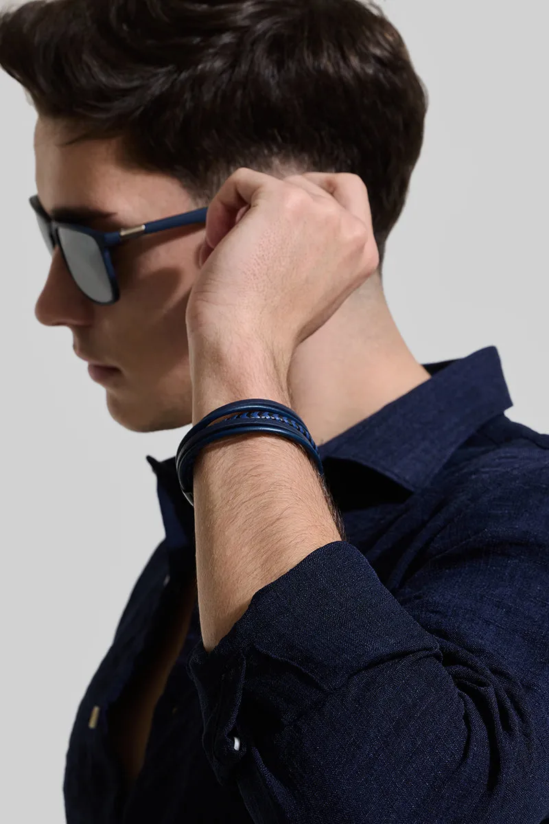 Obsidian Blue Braided Bracelet