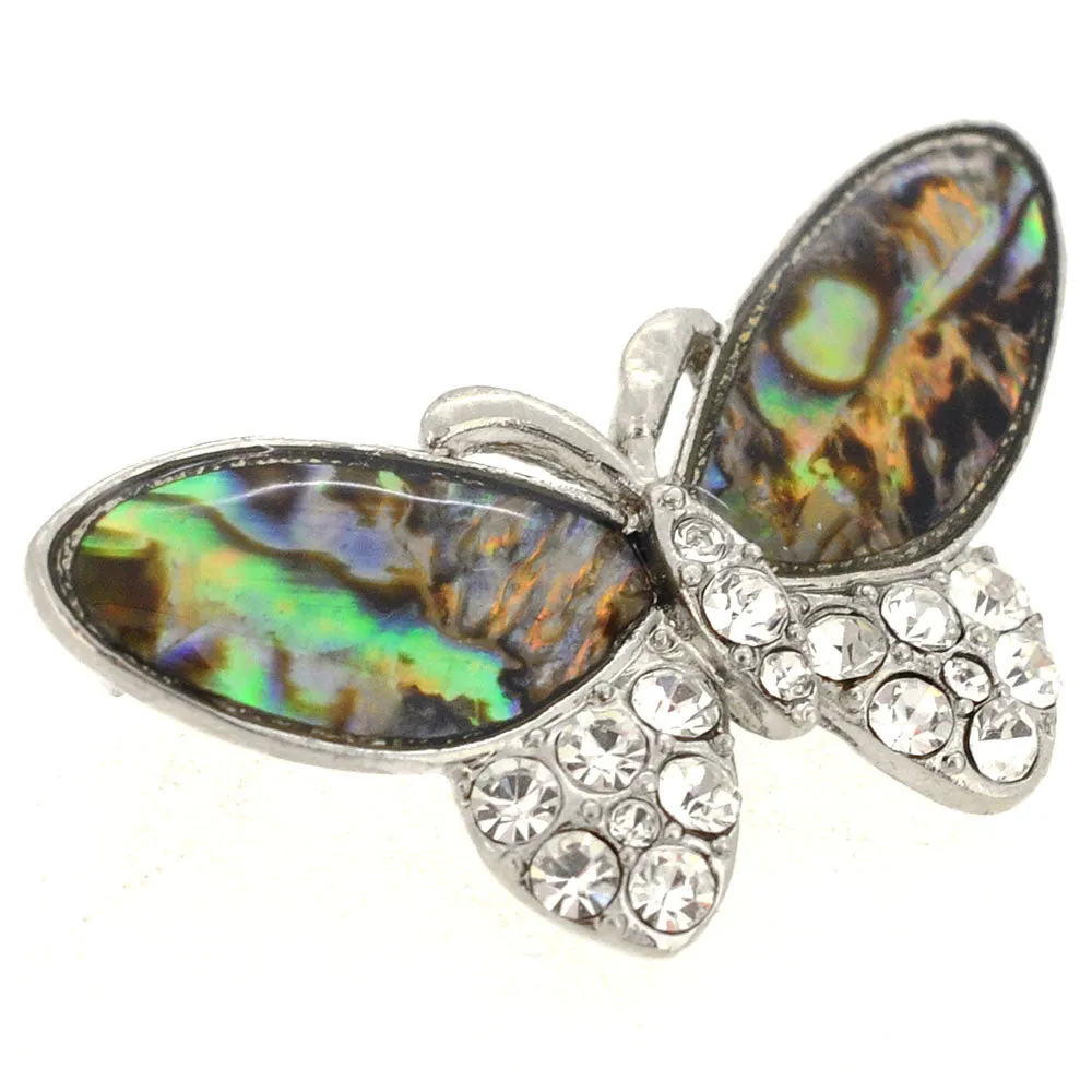 Ocean Shell Crystal Butterfly Pin