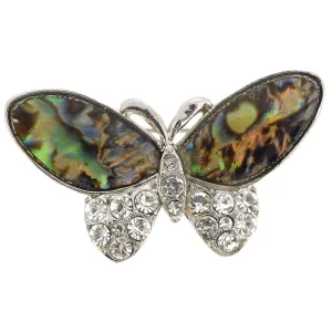 Ocean Shell Crystal Butterfly Pin