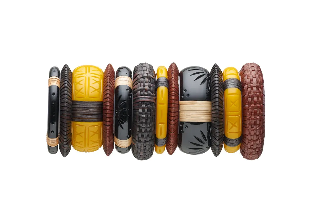 Ochre Carved Hoop Earrings