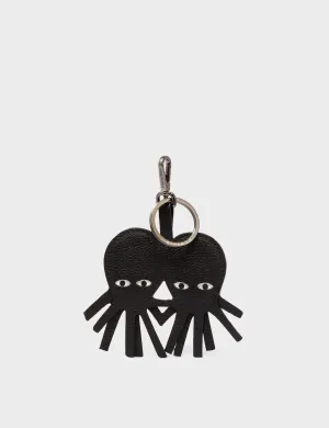 Octotwins Charm - Black Leather Keychain