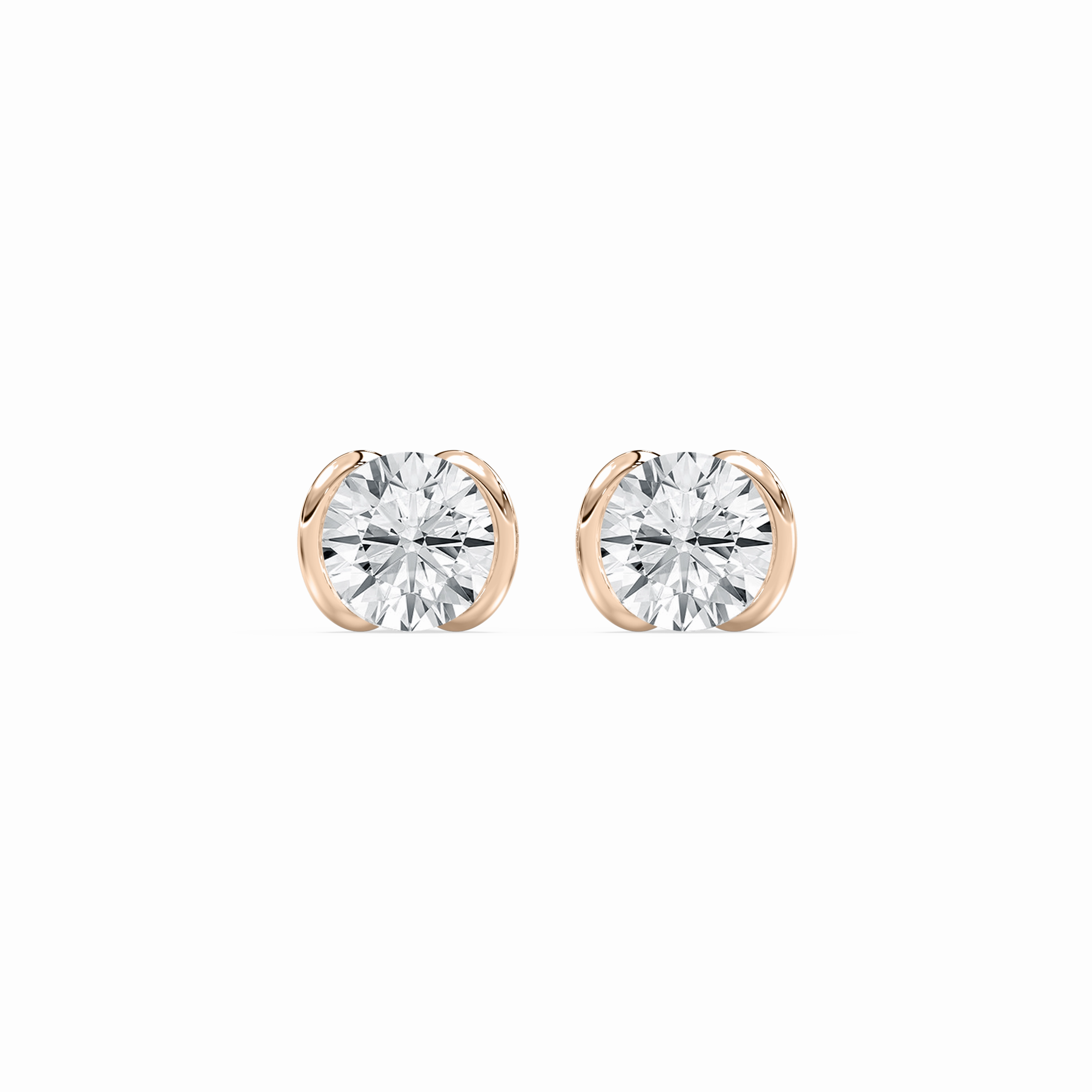 2 ctw Round Lab Grown Diamond Half Bezel Stud Earrings Attractive Detail Contemporary Decor