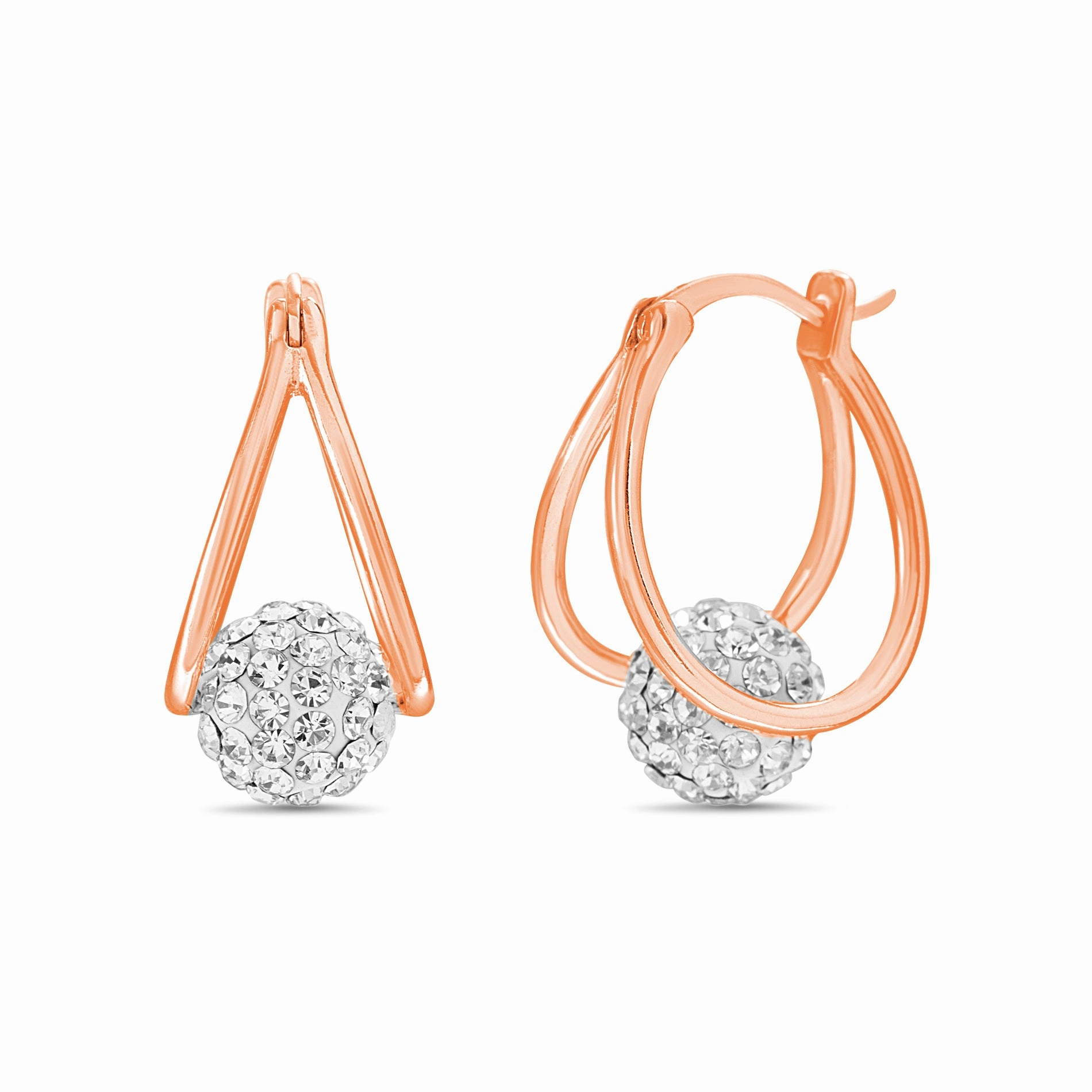 Lesa Michele Split Hoop Crystal Ball Earrings made with Swarovski Crystals Vintage-Inspired Decoration Graceful Essential