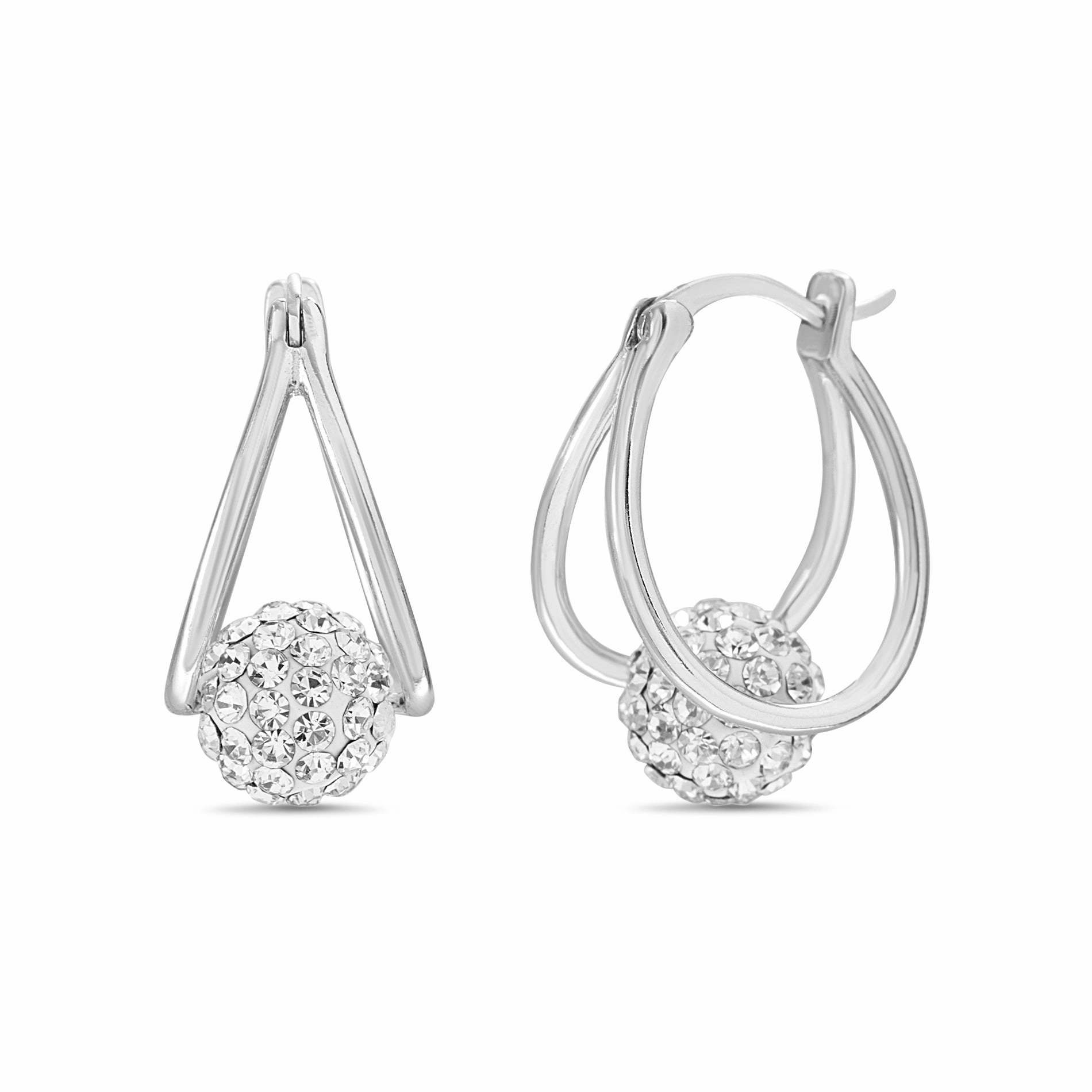 Lesa Michele Split Hoop Crystal Ball Earrings made with Swarovski Crystals Durable Finish Vibrant Decoration