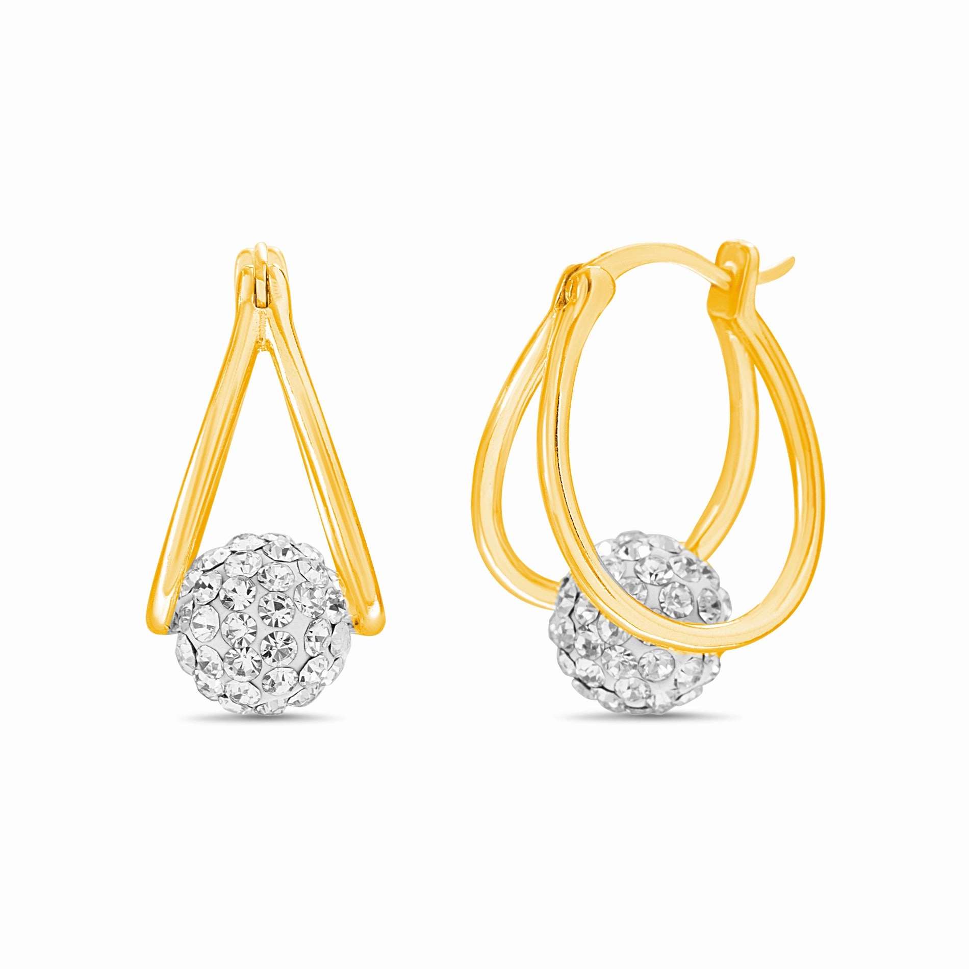 Lesa Michele Split Hoop Crystal Ball Earrings made with Swarovski Crystals Striking Accent Radiant Element