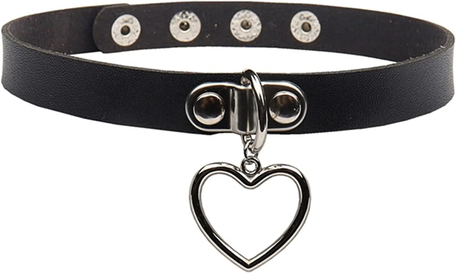 Olbye Lock Heart Choker Necklace Short Black Leather Necklace Punk PU Collar Necklaces Cosplay Necklace Link Chain Gothic Necklace Jewelry for Women and Girls