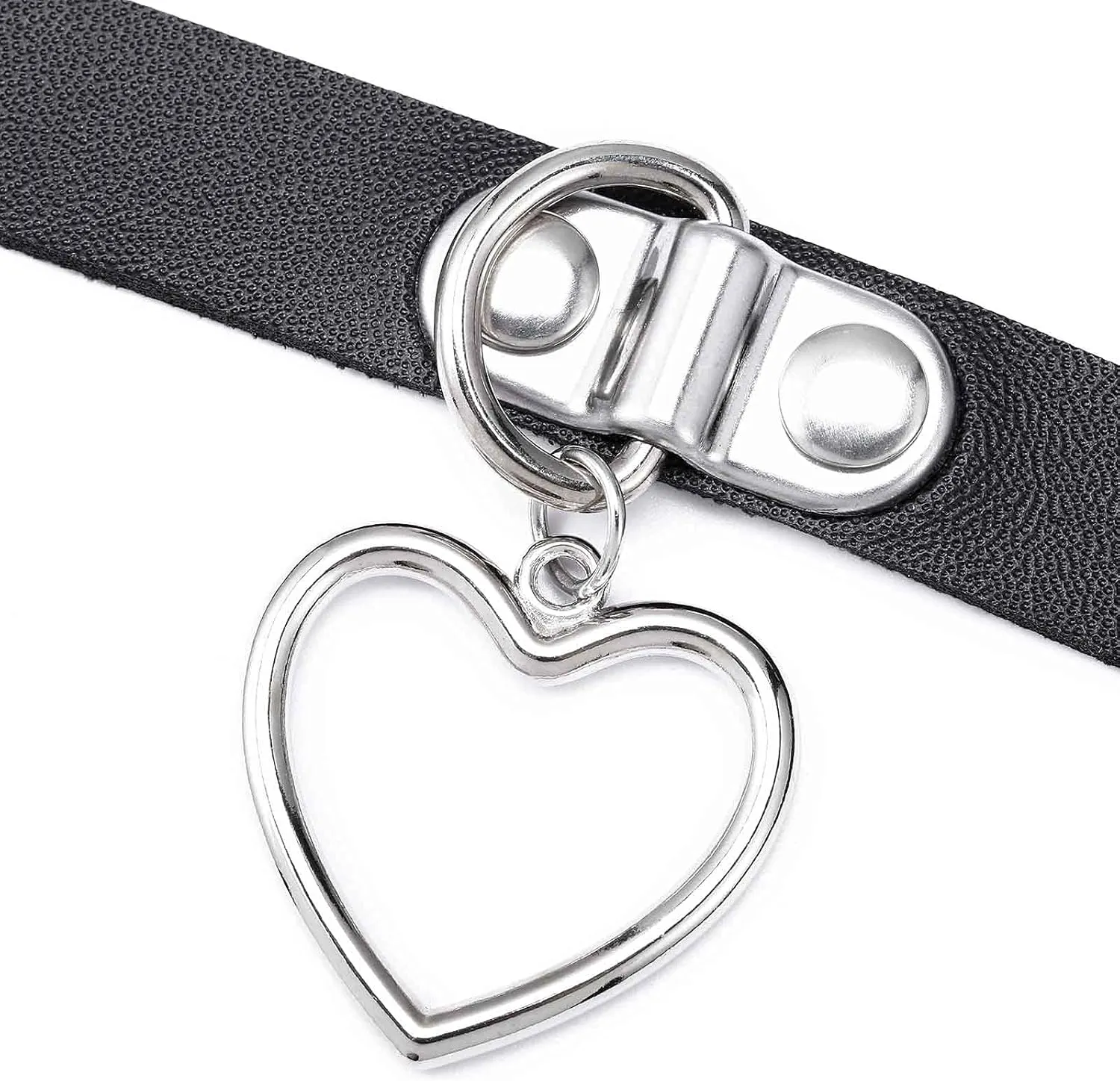 Olbye Lock Heart Choker Necklace Short Black Leather Necklace Punk PU Collar Necklaces Cosplay Necklace Link Chain Gothic Necklace Jewelry for Women and Girls