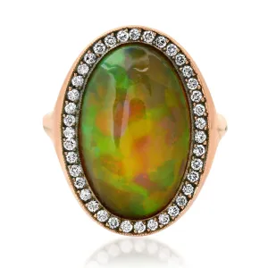 One of a Kind Brown Opal & Diamond Oval Statement Ring