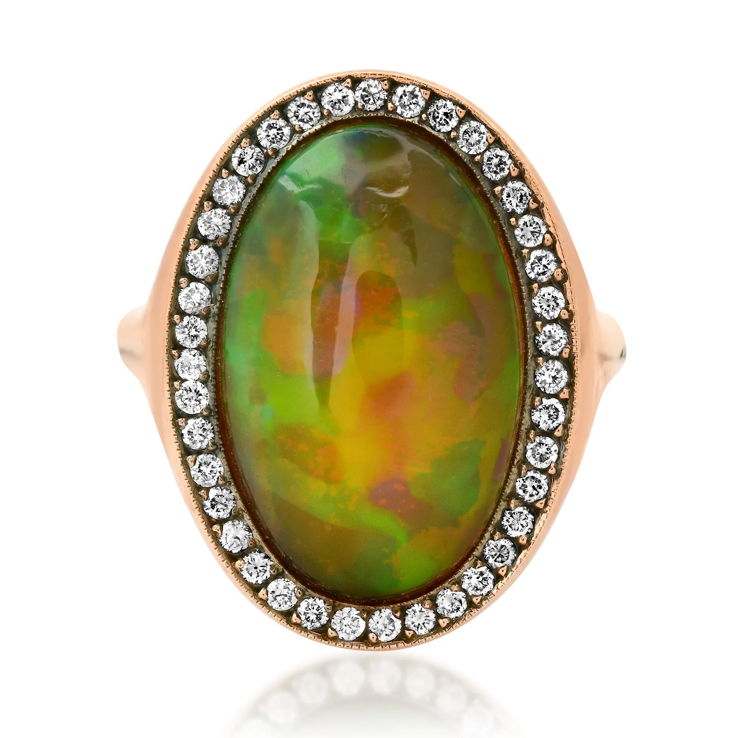 One of a Kind Brown Opal & Diamond Oval Statement Ring