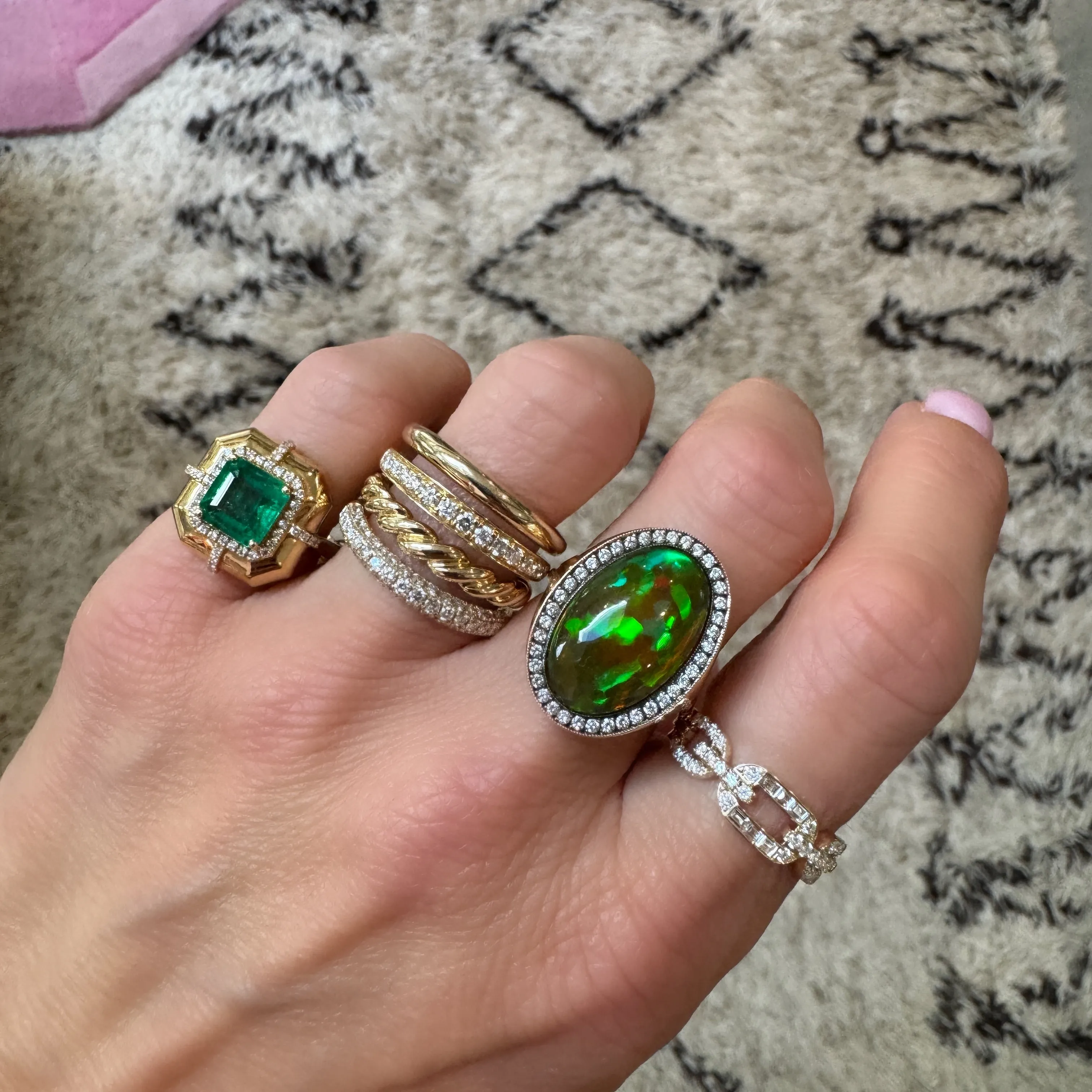 One of a Kind Brown Opal & Diamond Oval Statement Ring