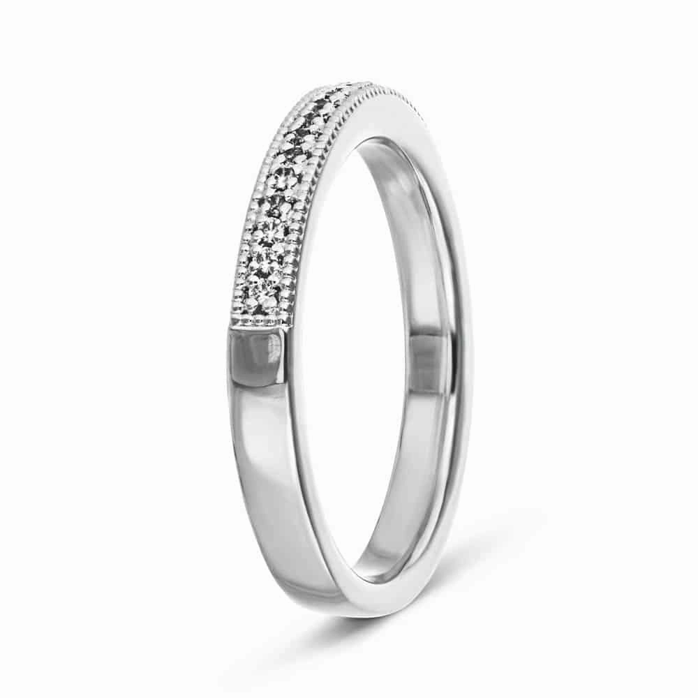 Quimby 1/5 ctw Round Lab Grown Diamond Milgrain Wedding Band Daily Harmony Secure look