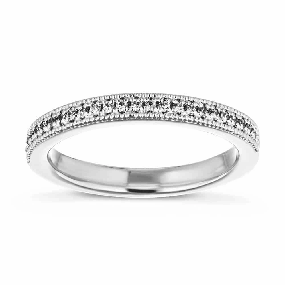 Quimby 1/5 ctw Round Lab Grown Diamond Milgrain Wedding Band Polished Outline