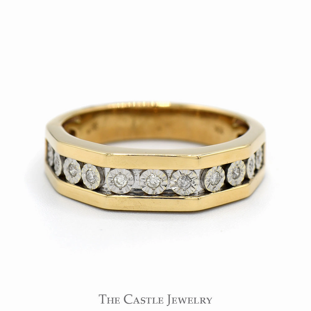 Excellent Article Formal Event Illusion Set Diamond Band with Geometric Design in 10k Yellow Gold